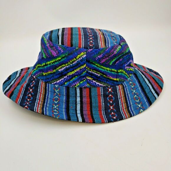 Boho Hippie Bucket Hat Cotton Blue Unisex Lightweight Beach Summer Sun Hat Nepal - Picture 14 of 14
